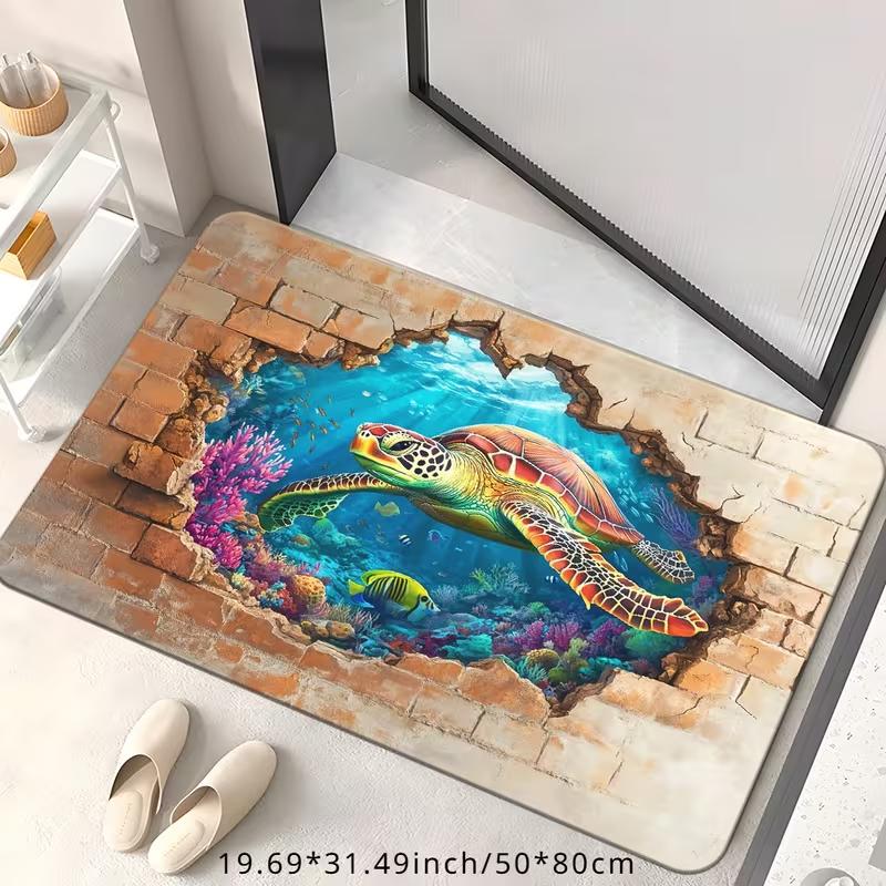 Turtle Shaped Pool Door Mat Anti Slip Bathroom Floor Mat Suitable for Bedrooms Living Rooms Entrances Camping Outdoor Carpets