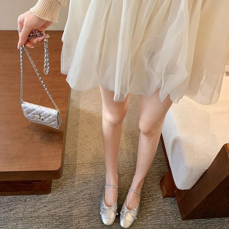 Riemchens Ballerinas Damen Schleife Runde Spitze Freizeitschuhe
