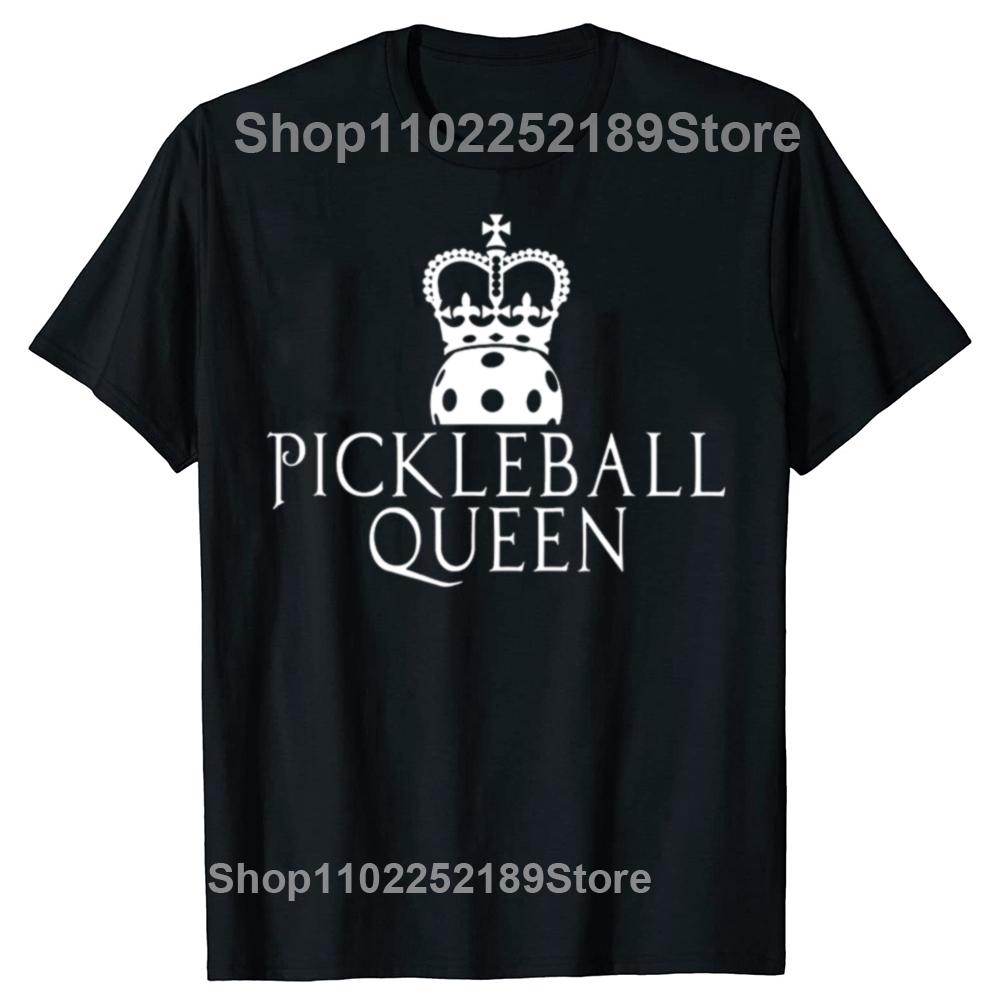 Funny Pickleball Queen Graphic Tshirt Men Women's Fashion Casual Oversized T-shirts Men's 100% Cotton T Shirt