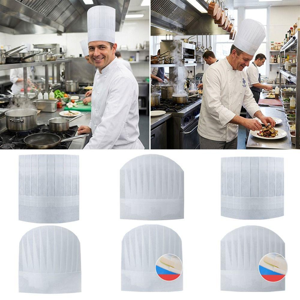 20PCS Non-Woven Chef Hats White Cooking Accessories High Quality Chef Cap  Cooking