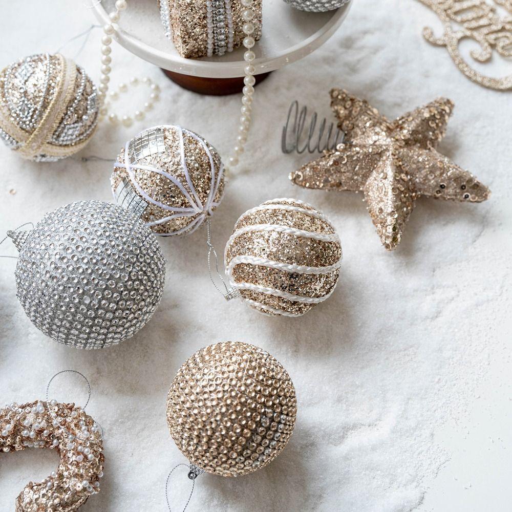 Fashion Foams Christmas Tree Balls Shiny 8cm Christmas Decor Hanging Sequin Christmas Tree Pendant Christmas Party Supplies