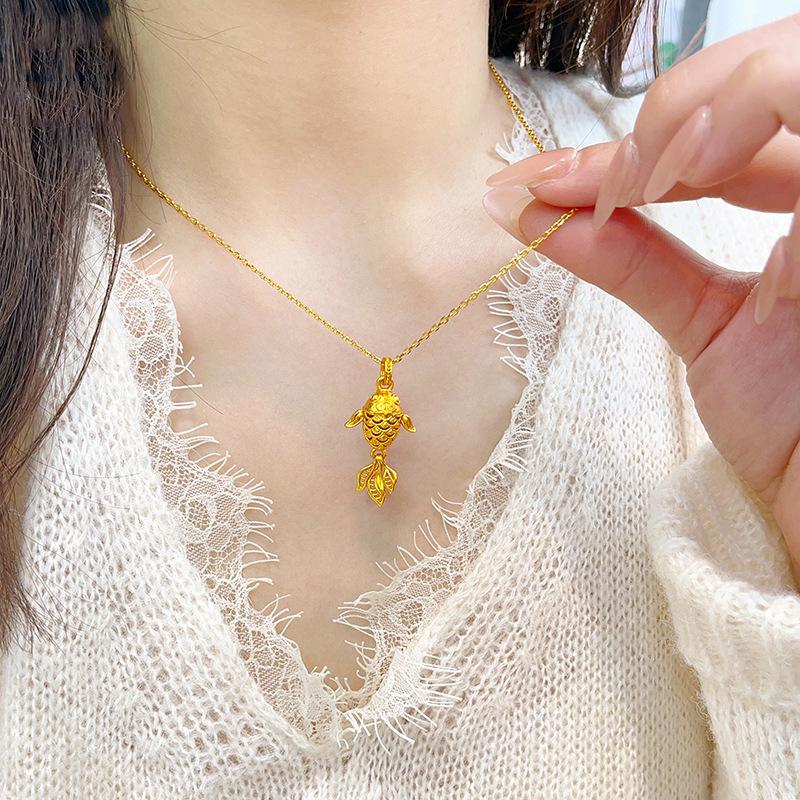 Collier Pendentif Poisson de Sable Plaqué Or - Chaîne de Clavicule Individuelle Tendance, Bijoux Haut de Gamme pour Femmes