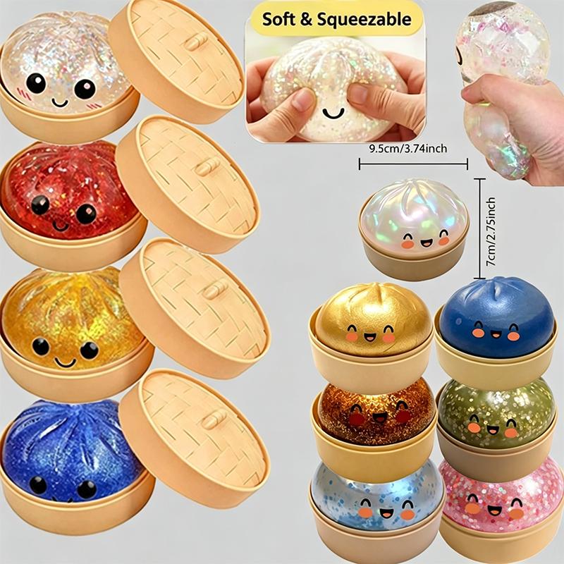 Simulation Steamed Dumpling Squeezable Toys Safety Non-Toxic Stretch Adhd Fidget Toy Anxiety Soothing Relax Stress Leisure Gift