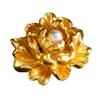 Faux Pearl Golden Peony Brooch Alloy Floral Lapel Pin Sweater Cardigan Coat Business Suit Clothing Accessories for Women Wife Girlfriend