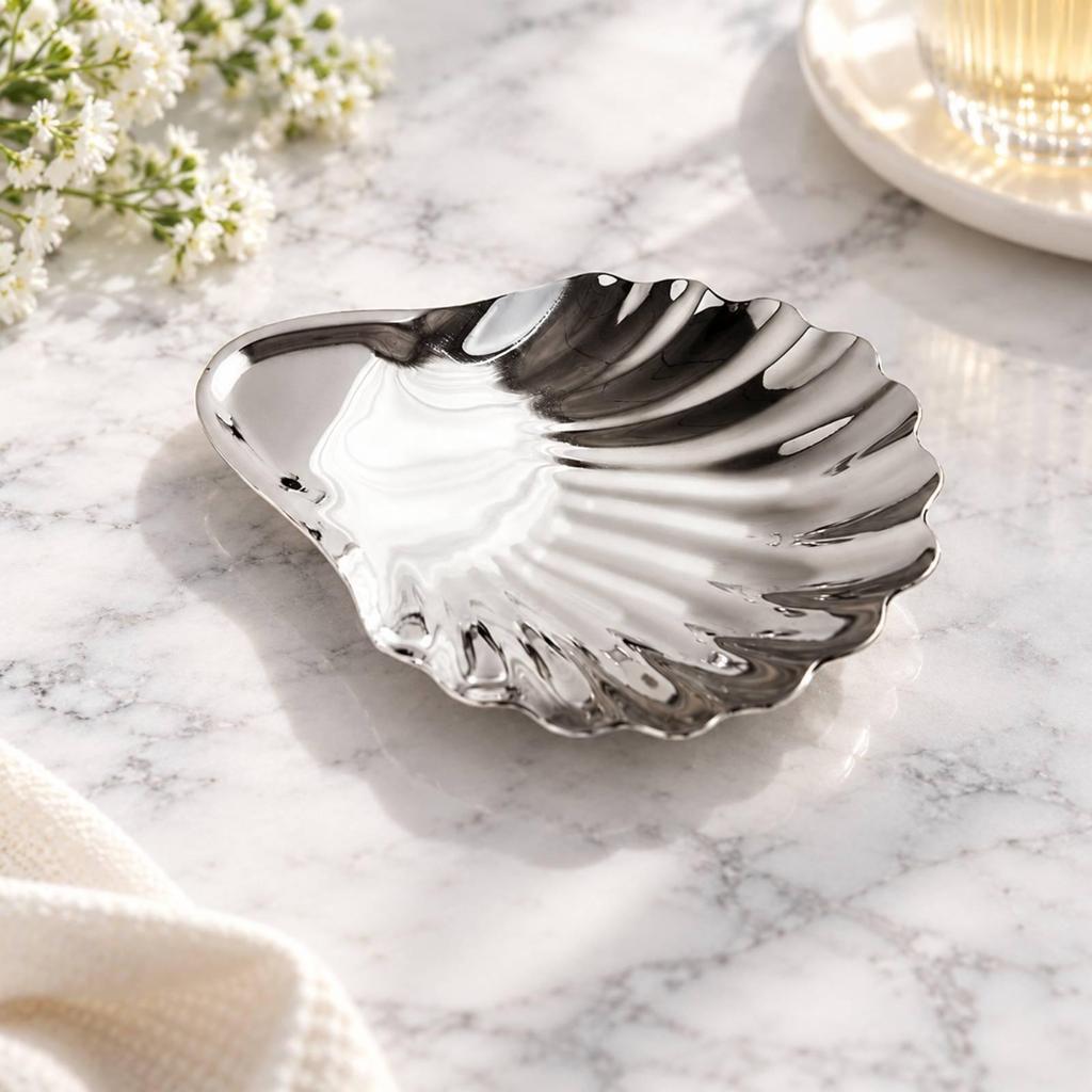 Fluted Shell Dish with Edges Versatile Stainless Steel Conch Serving Elegant for Everyday