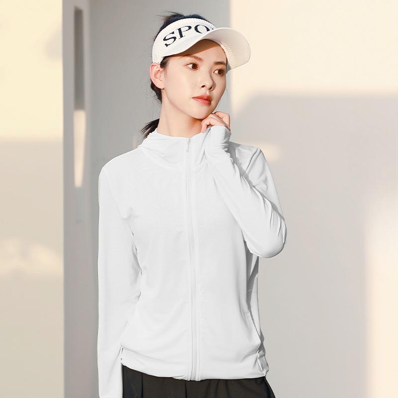 Sun Protective Coat Thin Hooded Sun Protective Clothing Women Outdoor Long Sleeve Jacquard Breathable Quick Drying Sun Protective Clothing