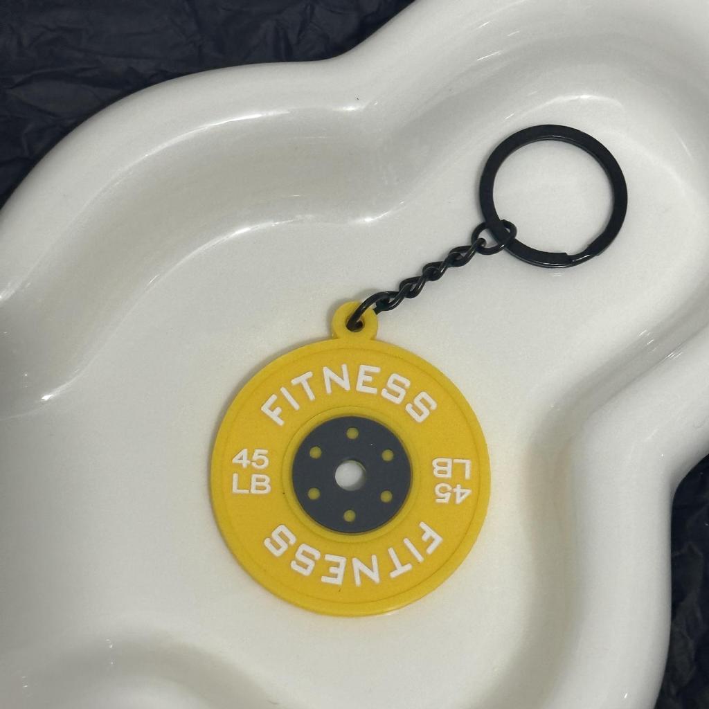 Miu Series Dumbbell Plate Keychain: Trendy Fitness Accessory & Sports Jewelry Gift