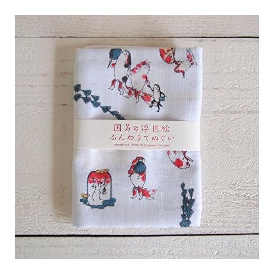 Kuniyoshi Ukiyo-e Fluffy Tenugui Towel - Goldfish