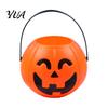 Spooky Party Decorations Halloween Pumpkin Candy Bucket, Plastic Treat Holder with Handle, Ghostly Treats Favor Storage Container, Trick-or-Treat Gift