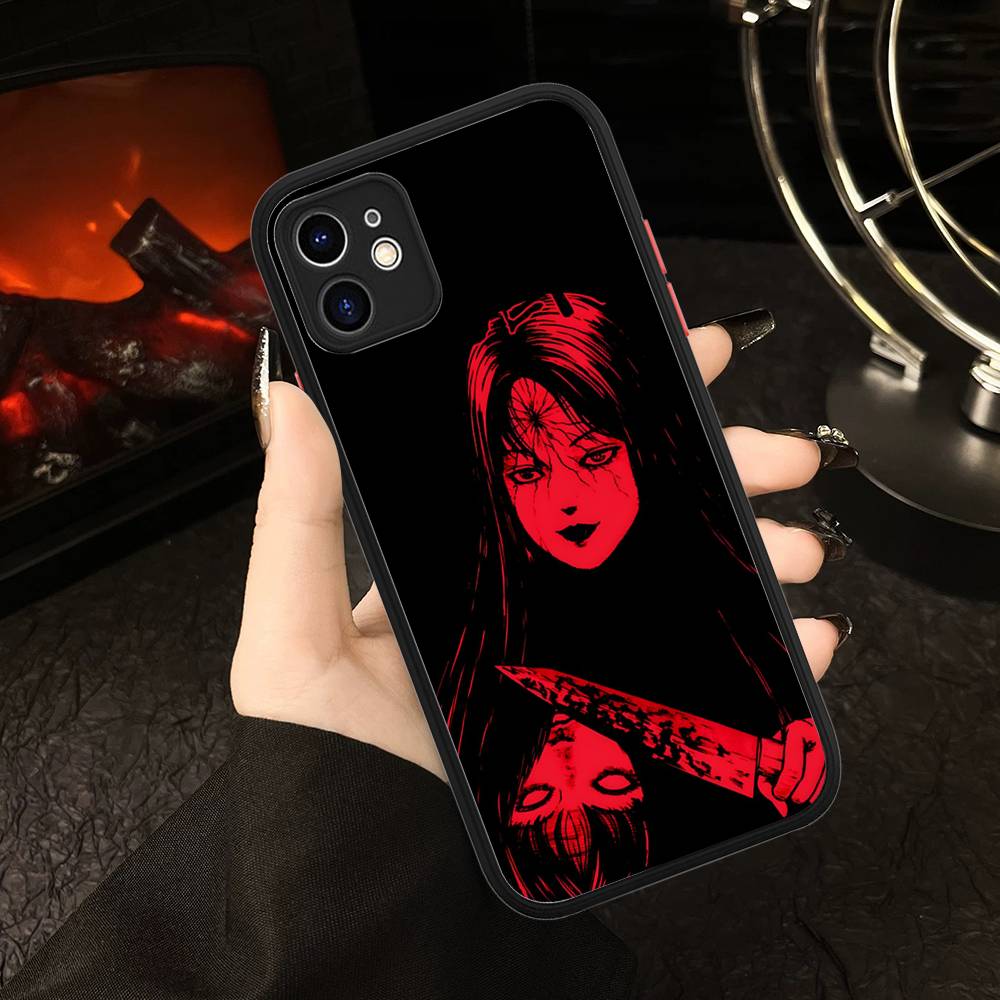 Junji Itos Tomies Phone Case For IPhone 16 15 14 13 12 11 Pro Max Plus X XS MAX Black Matte Phone Fundas