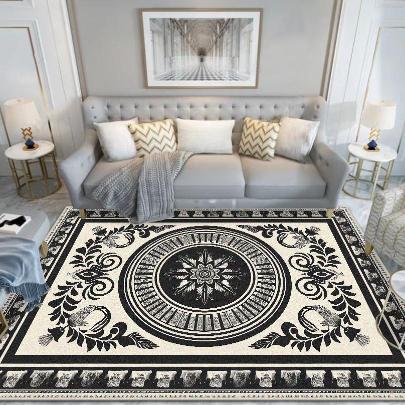 Chinese Style Carpet Living Room High-end Luxury American Hairless Tea Table Rug Short Velvet Bedroom Bed End Floor Mat Lounge