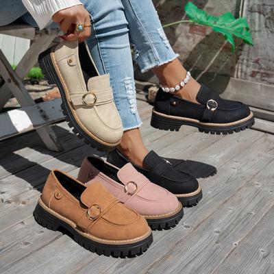 Retro British Style Loafers 2025 Autumn New Thick-soled Muffin Large Size Foreign Trade One-pedal Low-top Single Shoes Women