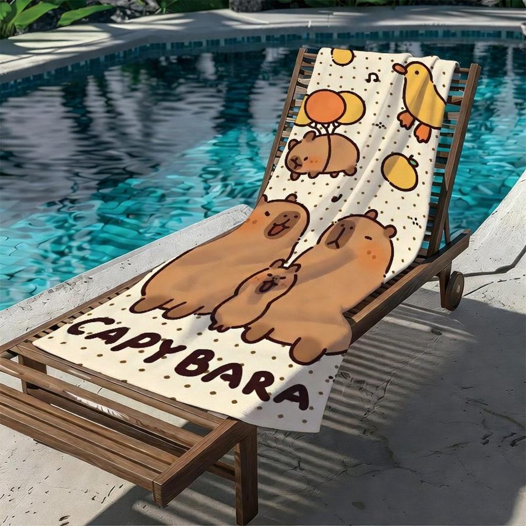 Cute Capybara Beach Towel Kawaii Animal Flat Print Microfiber Bath Towel for Kids Adults Summer Pool Travel Essentials