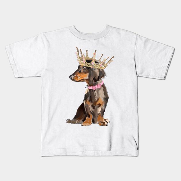 Boys Girls Soft Cotton Graphic Tees Queen Dachshund Dog Breathable Daily School Wear Kids T-Shirts