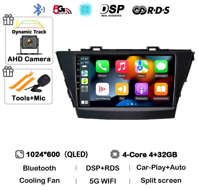 Android 14 Carplay For Toyota Prius Plus V Alpha 2012 2013 2014 2015 2016 2017 LHD/RHD Car Radio Multimedia Player Stereo GPS BT