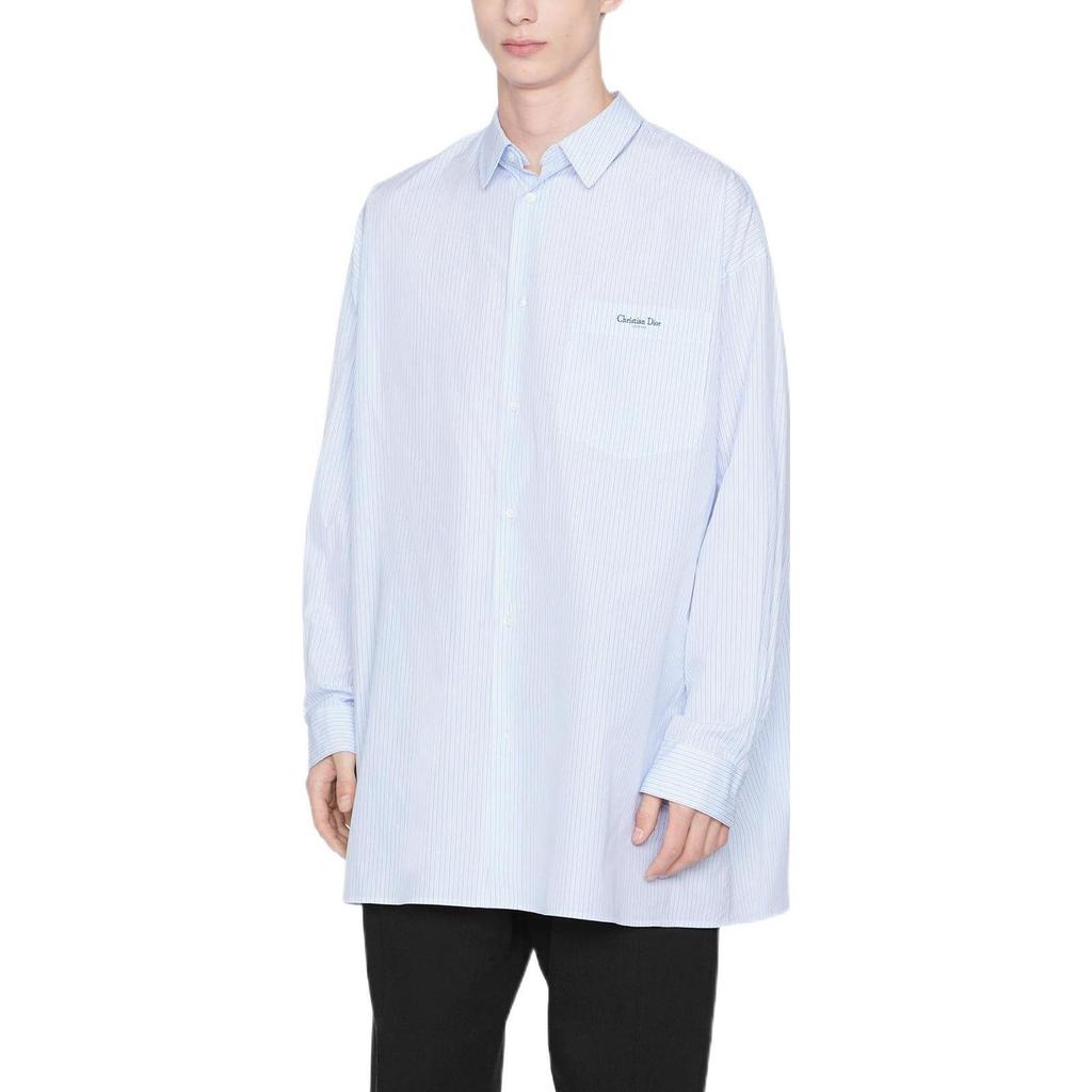 Dior SS22 Shirt Men's White Blue Stripes 243C551A5656-C075