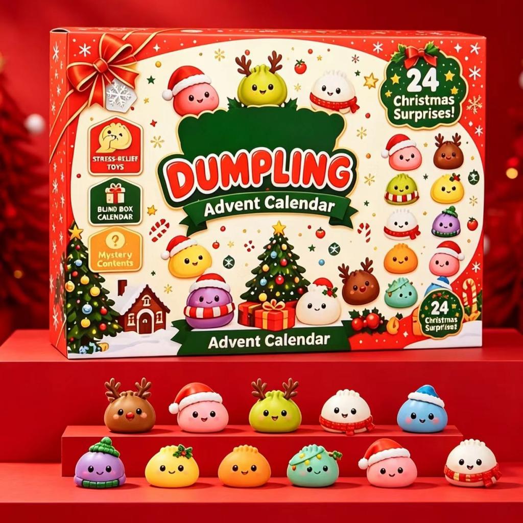 24‑Days Christmas Dumpling Advent Calendar Gift Set, Holiday Countdown Ornaments, Desktop Decor, Festive Party Favor Gifts