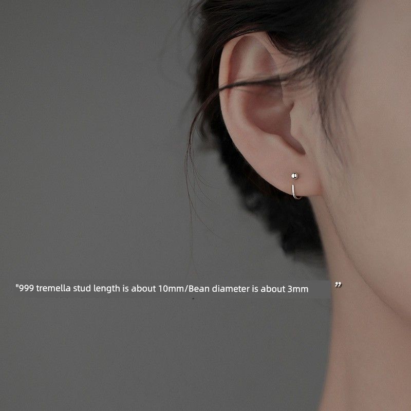 

Xiangnan 925 Sterling Silver Niche Design Female Stud Earrings 999 silver peas small earrings (two price)