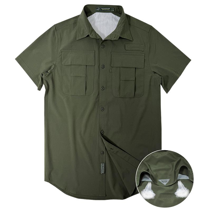 Summer Outdoor Casua Multi Pocket Workwear Short Sleeved Shirt, Men's Outdoor Thin Shirt