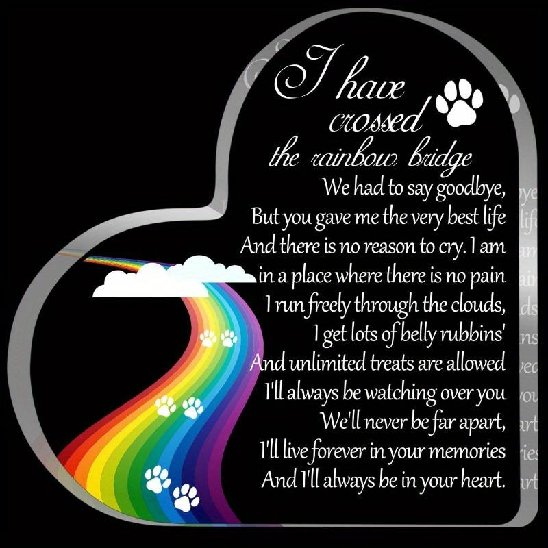 

Pet loss sympathy gift, pet memorial acrylic rainbow bridge decor, pet death remembrance gift, keepsake. чистый
