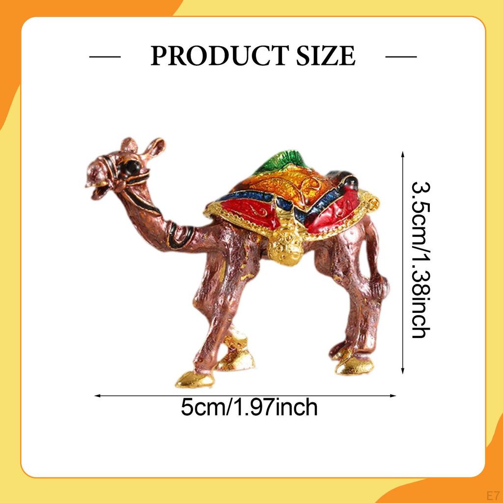Figurine de chameau mignonne Élégant ornement cadeau de Noël Petite boîte à bijoux en émail