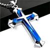 Men's Multi-layer Three-color Diamond Inlaid Cross Necklace