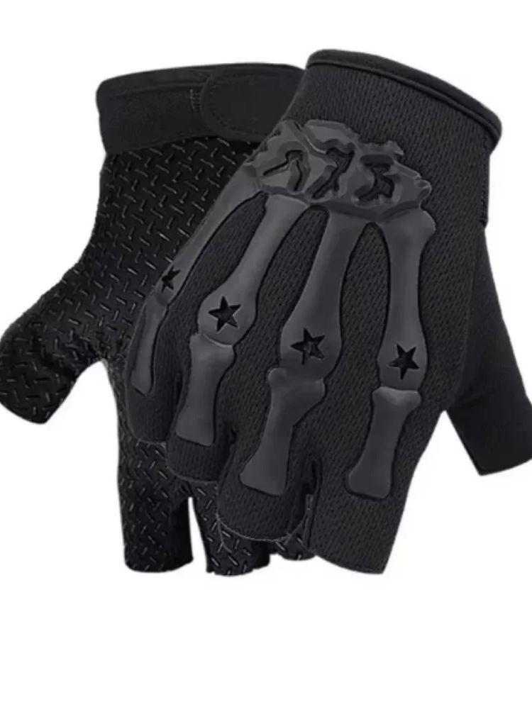 

Riding Fingerless Gloves Non-slip Half Finger Gloves for Motorcycle Cycling Climbing Hiking Hunting Outdoor Sports One Size чорний