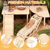 4Pcs Hamster Platform Natural Wood Hamster Climbing Toy with Ramp Tunnel Shelter Small Pet Resting Area Hamster Cage Accessories