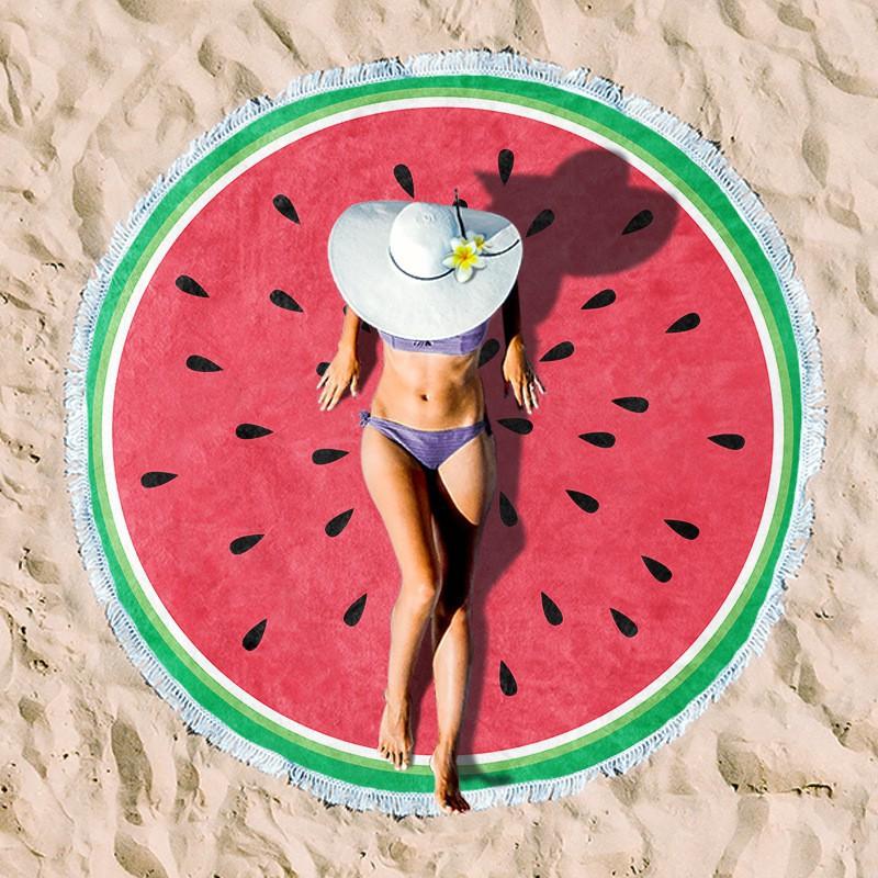 Ultrafine Microfiber Round Beach Towel Adults Quick Dry Digital Print With Fringe Trim Multipurpose Sand Mat Pool Travel Yoga Picnic