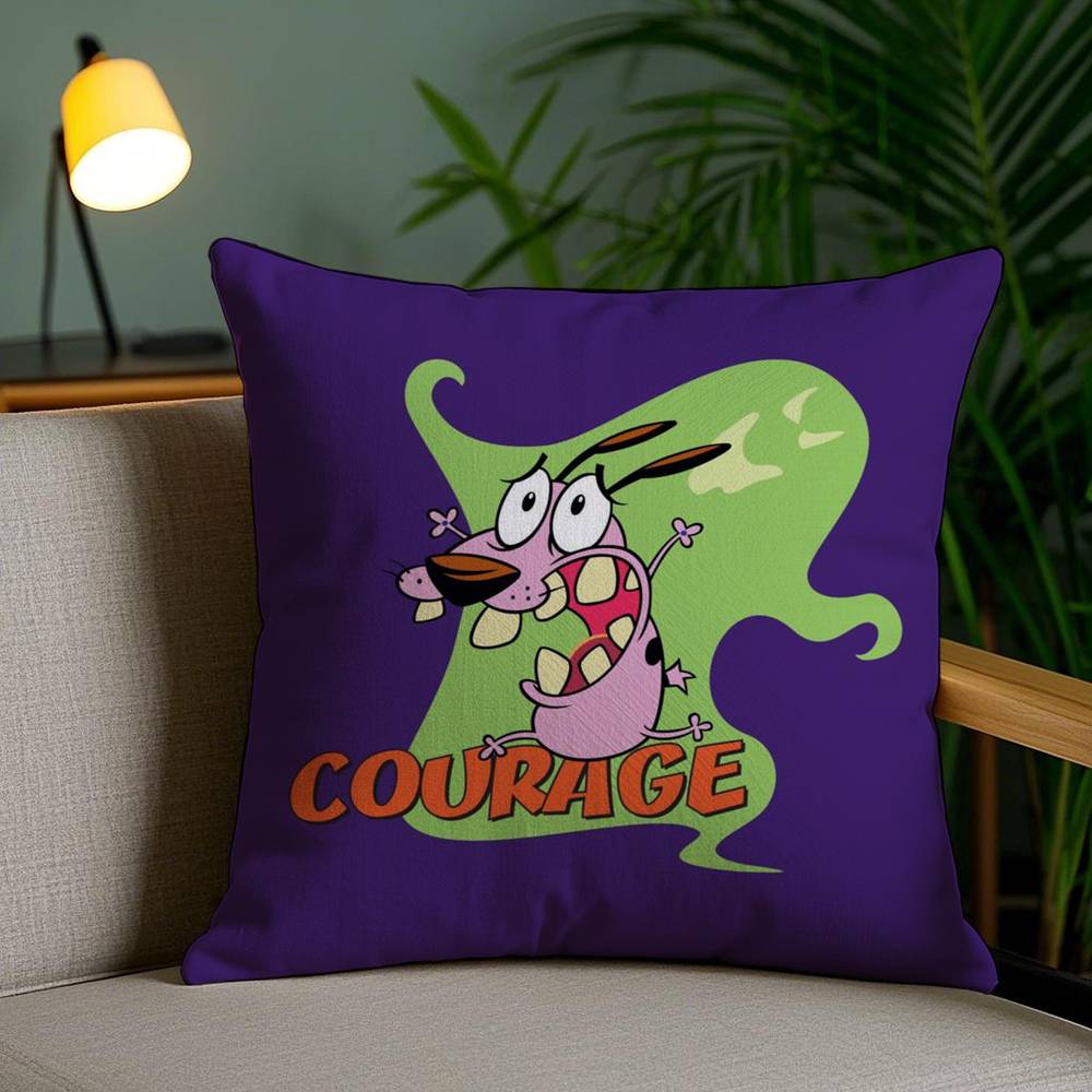 C-Courage Cowardly Dog Pillow Case Home Dorm Chair Back Short Plush Double-sided Printing Office Nap Time Cushion Cover