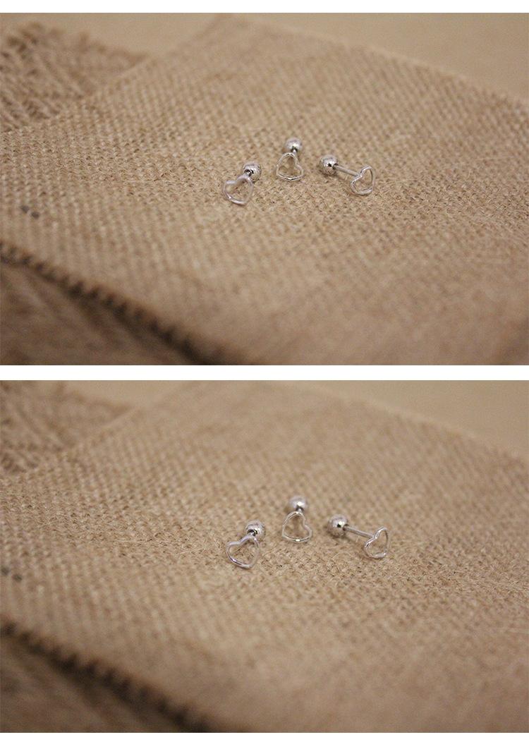 

S925 sterling silver Hollow Heart Small Ear Studs Screw Beads Ear Bone Studs Simple Fashionable Ear Accessories for Women 4MM срібний