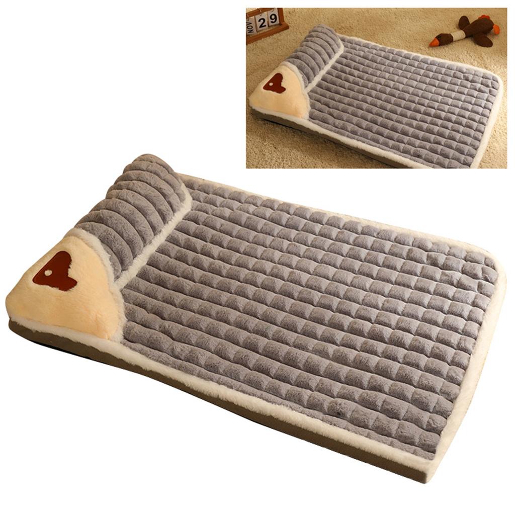 Haustierkissen Bett Abnehmbar Waschbar Hochelastisch Weich Verdicken Hundematte Kissen für Kleine und Mittelgroße Hunde Grau L(60x40cm