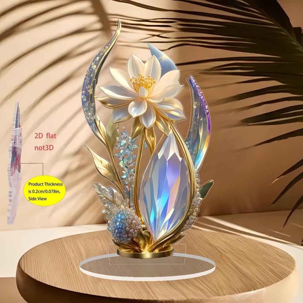 2D Flat Acrylic Colored Crystal Lotus Decoration, Indoor and Outdoor Decoration - No Battery/electricity Required, Free Day Decoration, Sh
