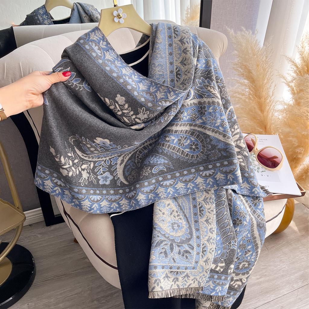 Luxuriöser Paisley-Schal für Damen Warmer Winter Nationaler Stil Pashmina-Schals Schals Weibliche Dicke Deckenwickel Foulard