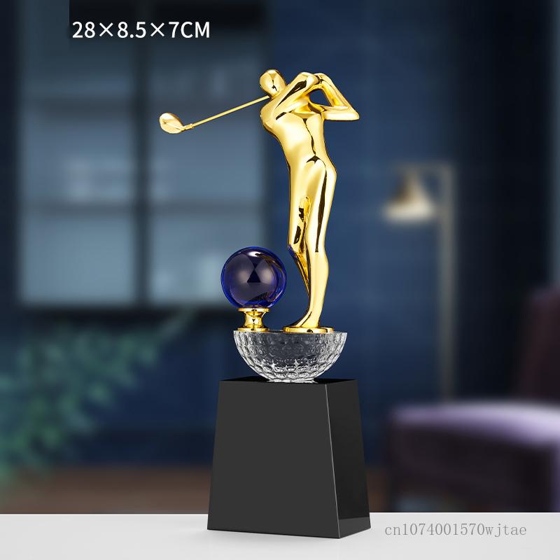 Customized High-End Golf Crystal Trophy, Souvenir, Home Decoration, Creative Metal Commemorative Rod, One Hole Award, 1Pc