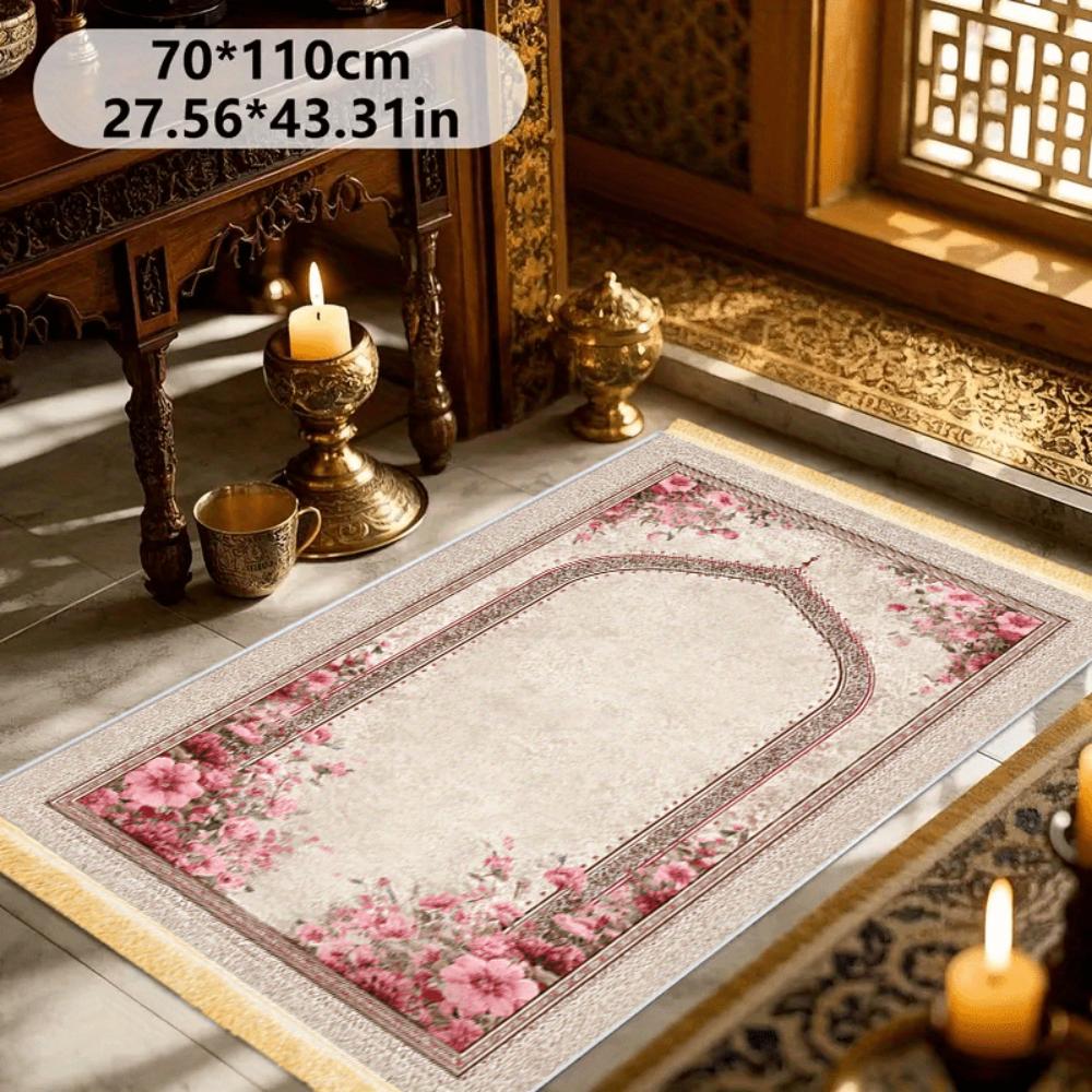 

VIKAMA Multi-Style Islamic Prayer Rug Polyester Portable Muslim Salah Mat Ramadan Gift Floral Arch Home Decor Prayer Carpet 50x100cm