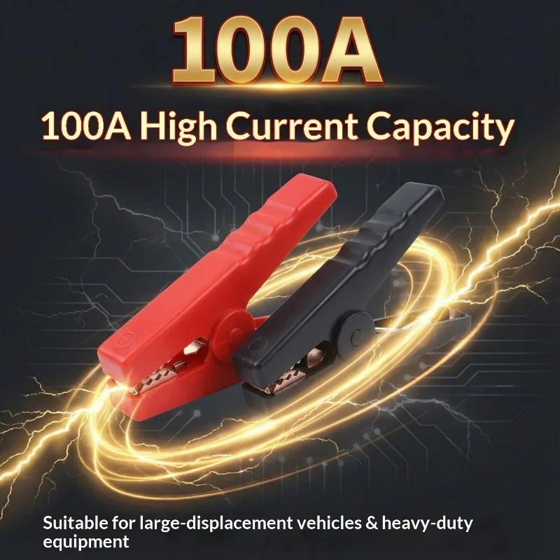 2Pcs 100A Large Crocodile Alligator Clips Insulated Clamps for Car Battery Chargers