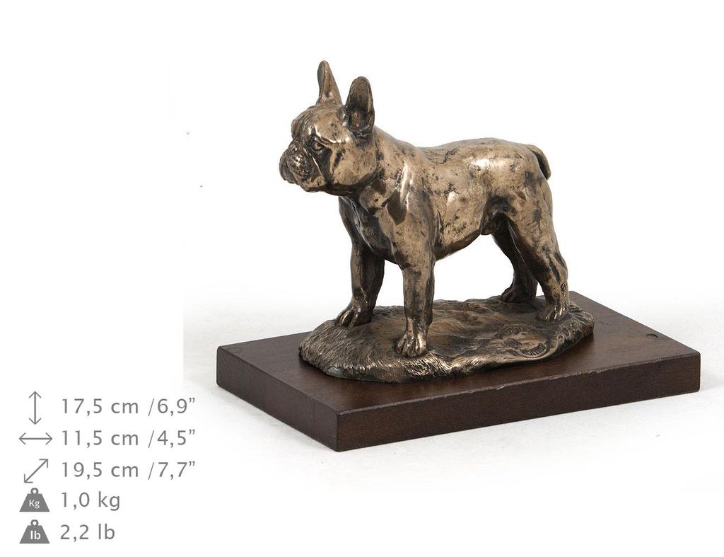 Francouzský buldoček, Frenchie - figurka psa, socha na bílém mramoru, trofej pro výstavu psů Art-Dog