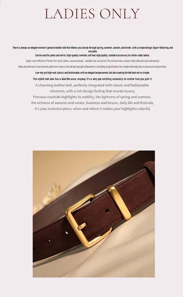Women's Genuine Leather Cowhide Suede High-End Retro Wide Waist Cinch Belt for Jeans and Jackets