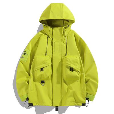 Chaqueta Impermeable Perforada con Capucha de Manga Larga para Hombre de Primavera y Otoño Chaqueta de Color Sólido Portátil