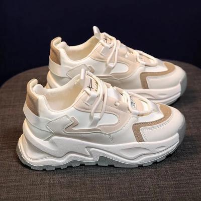 Zapatillas de Suela Gruesa Cómodas de Punta Redonda Recién Llegadas Casuales Grises Marrones Zapatillas para Correr Zapatos de Mujer de Primavera y Otoño
