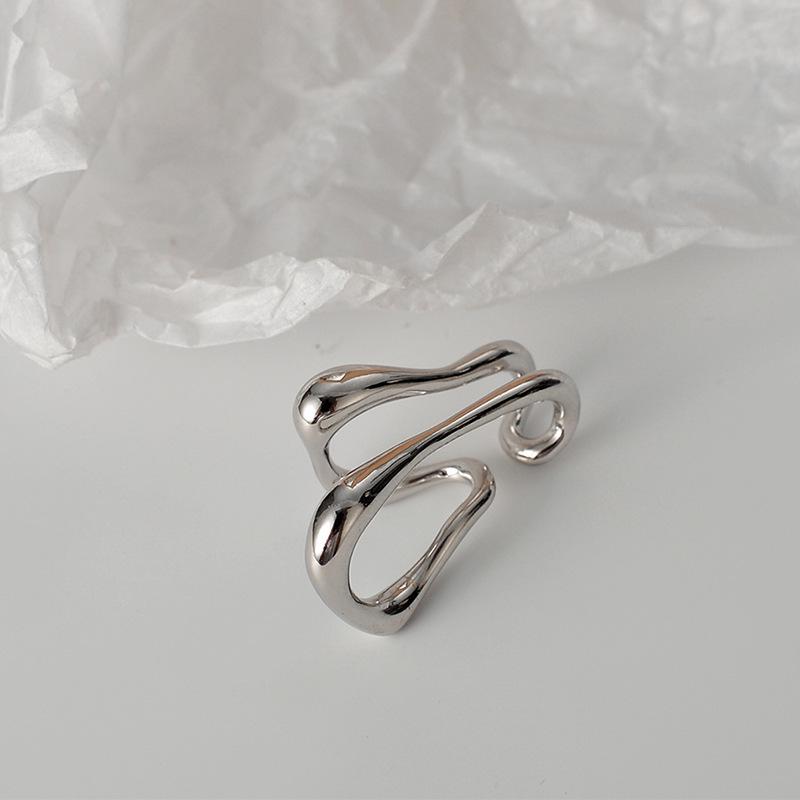 

Трендовый хай-энд европейский и американский стиль нерегулярный двухслойный кафф на ухо для женщин - не требует пирсинга серебряный