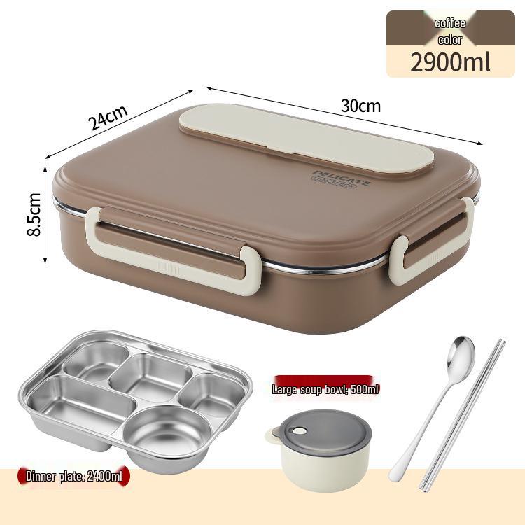 Microwave-Safe 304 Stainless Steel Lunch Box with Lid for Students