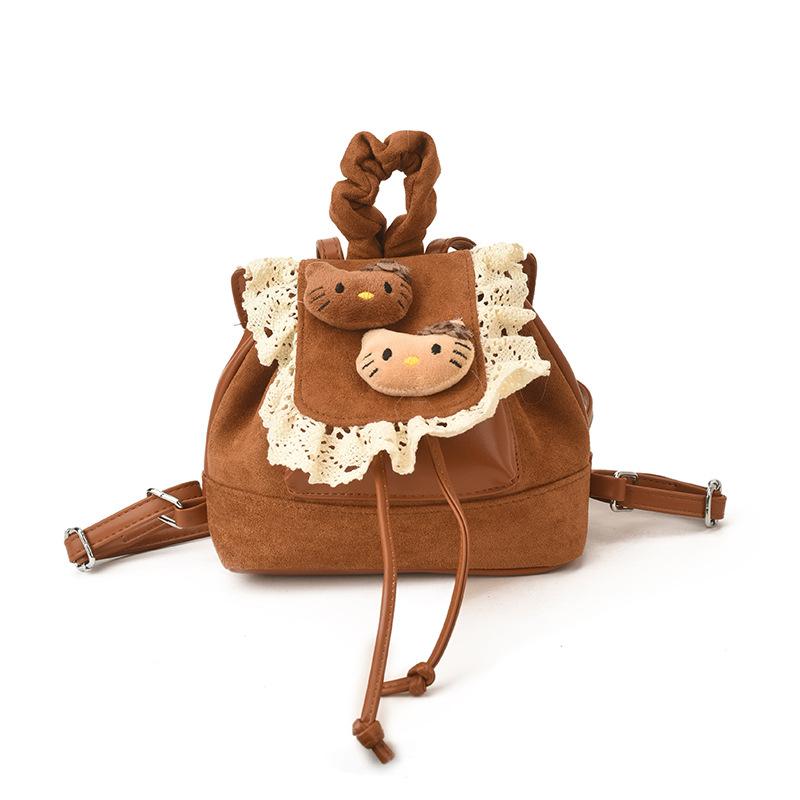 

Vintage Maillard Color Backpack College Style Elementary School Students Make-Up School Bag Autumn And Winter Mini Children S Backpack коричневый