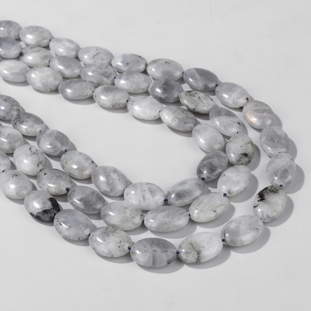 Natural Flat Oval Shape Stone Beads Tiger Eye Opal Agate Jade Gem Loose Spacer Beads 10x13MM For Jewelry Making Charm DIY Bulk About 13pcs