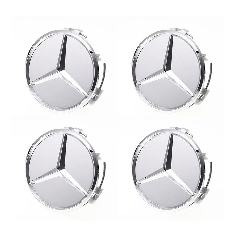 

C200 E300 2026 Hot 4PCS 75mm Metal Emblem Car Wheel Center Hub Cap Cover Badge For Mercedes Benz AMG GLK GLE GLC W203 W206 W220