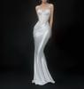 High temperament white tube top lace sequined fishtail skirt waist thin wedding evening dress