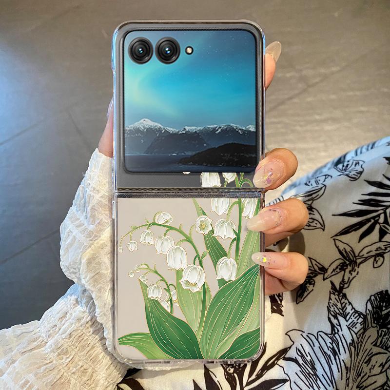 

Purple Flowers Patterned Phone Case For Motorola Razr 60 Ultra Razr 50 40 Ultra 60 50 40 Clear Shockproof Hard PC Folding Cover Motorola Razr 40 Ultra