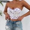 Lace Fragmented Flowers Embroidered Top Trend Have Cash Less  Navel Exposed Breastplate Undergarment Covering The Chest and Abdomen Tops