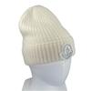 Excellent MONCLER Knit Cap BERRETTO With Logo Emblem White Wool Women J20933B00072 Used